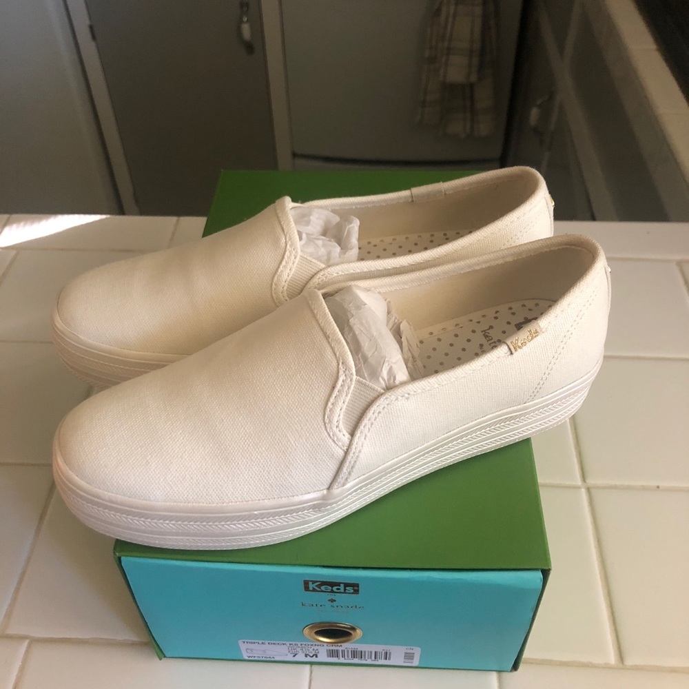 NIB Triple decker white Keds & Kate spade shoes
